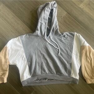Abercrombie & Fitch Gray, White, and Tan Hoodie